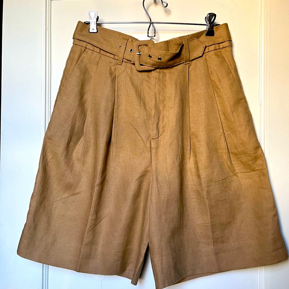 Banana Republic Linen Bermuda Shorts in Iced Latte Beige